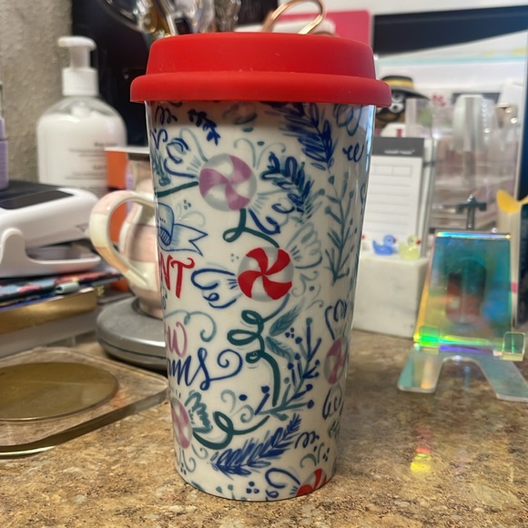 Anthropologie Peppermint & Marshmallow Travel Mug - Picture 5 of 11